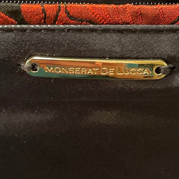 Anthropologie Monserat de Lucca Floral Poppy Envelope Clutch Fur Pom Pon - Picture 5 of 12